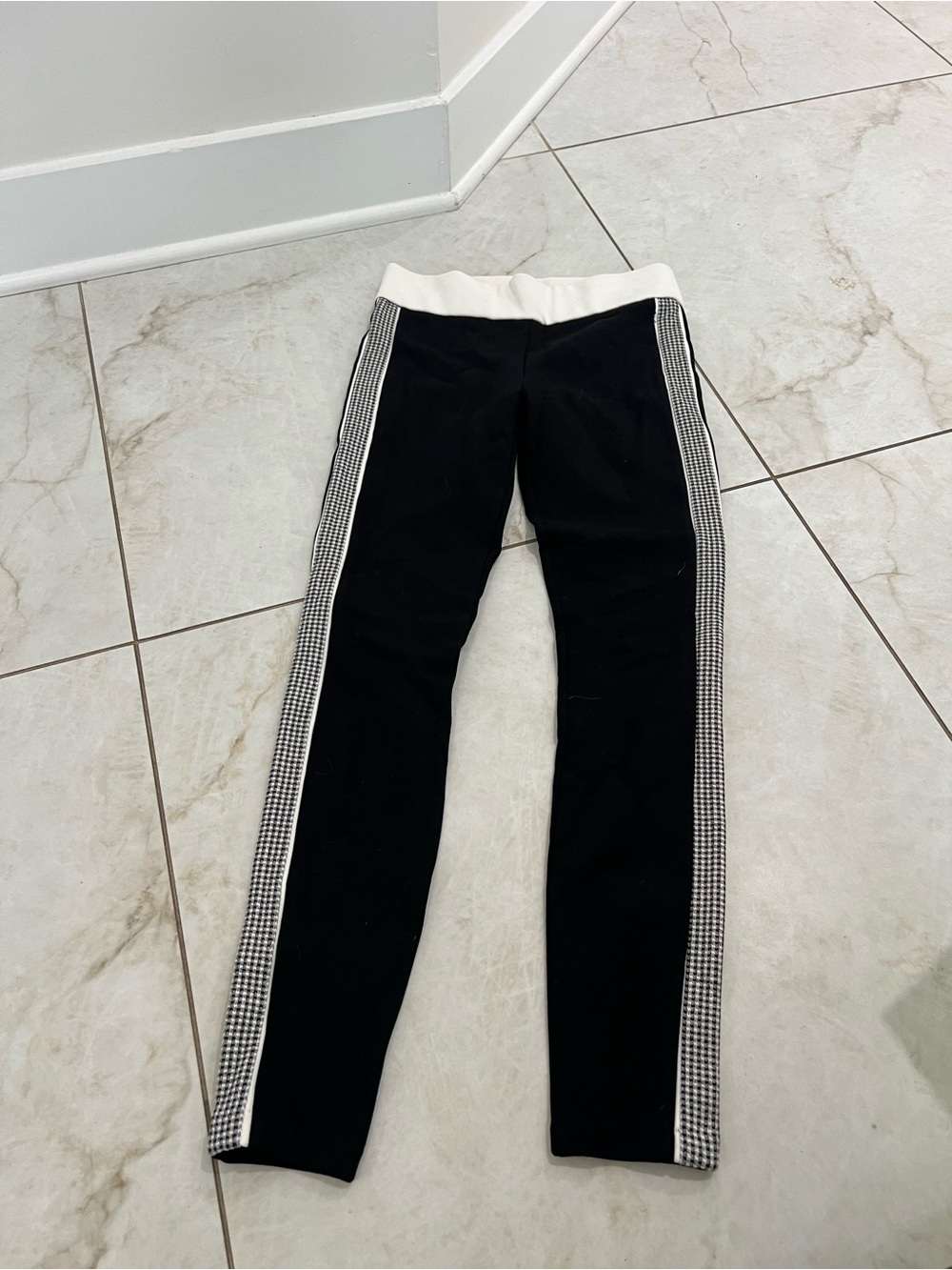Zara TRF Collection Black Houndstooth Stripe Leggings Size Small